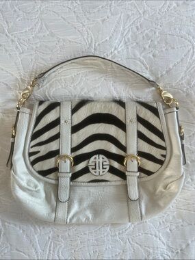 ANTONIO MELANI White and Black Zebra-Print Shoulder Bag